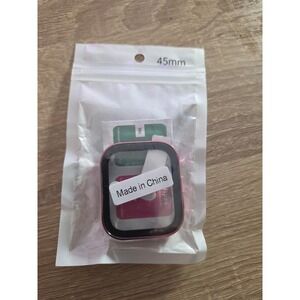 Apple Watch Screen Protector Case 45mm Pink Tempered Glass Bumper Cover